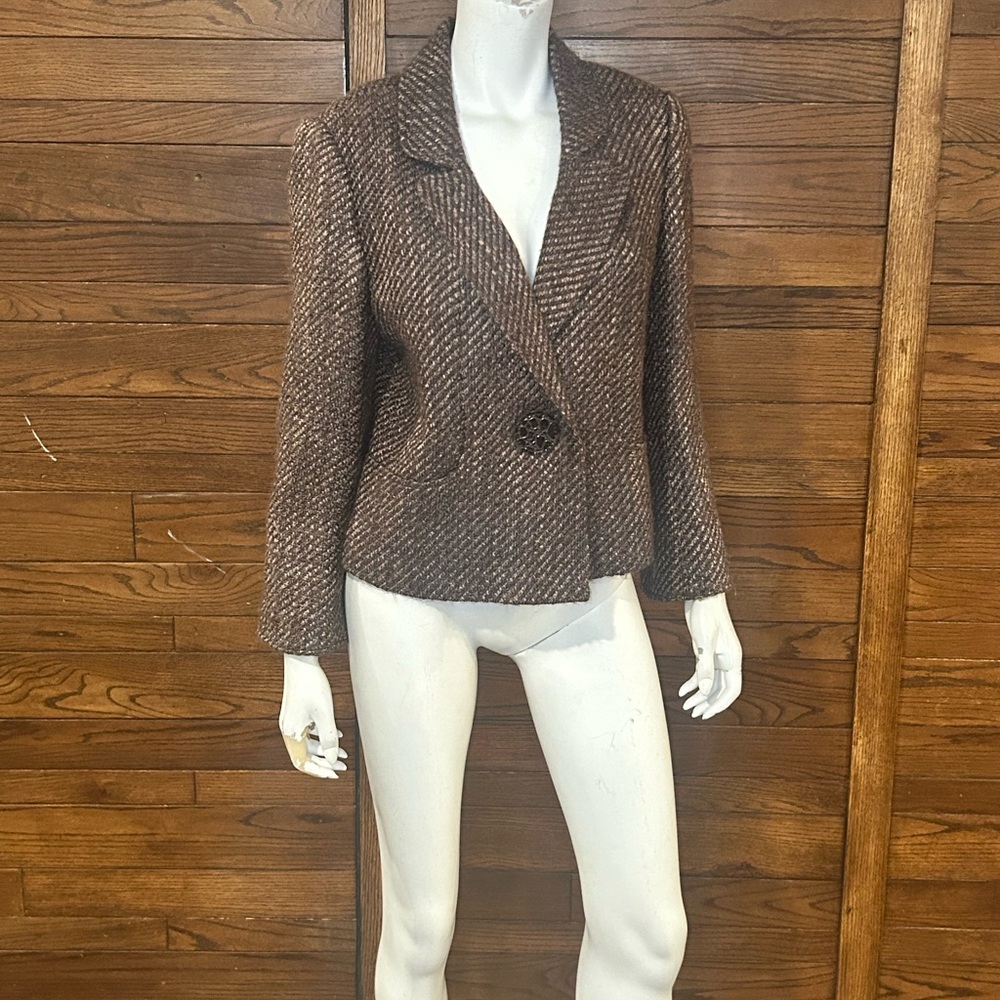 Brown Tweed Women's Jacket. Arvida. Size 10. Lined. Wool blend.